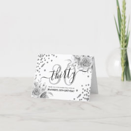 30års födelsedag Tack Silver Blommigt Glitter