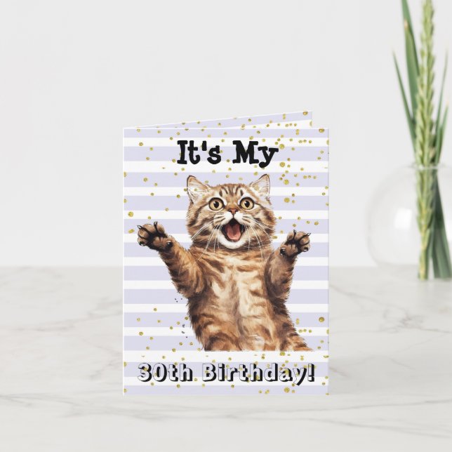 30års födelsedag Toppen Cute Tabby katt-kort Kort (Framsida)