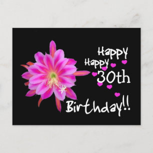 30års födelsedag - Tropiska blommor och öron i Ros Vykort
