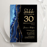 30års födelsedag vid marinblått svart Guld-agens Inbjudningar<br><div class="desc">Tungblått,  svart och guld upprörde 30års födelsedag. Elegantens moderna utformning med royal blue water agate marble geode-bakgrund,  faux glitter guld och typography-skript. Trendig inbjudan-kortets perfekt för en snyggt kvinnor i firande. Skrivna Zazzle-inbjudningar eller digital utskrivbar mall för omedelbar nedladdning.</div>