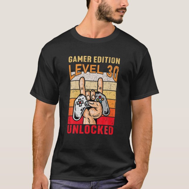 30års födelsedag Video Gamer Edition Level 30 Unlo T Shirt (Framsida)