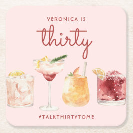 30års födelsedag Watercolor Cocktail Underlägg
