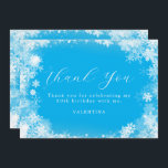 30års födelsedag Winter Wonderland Snowflake Blue Tack Kort<br><div class="desc">Tack för att du har ett vackert kalligrafi i elegant under vintern, omgiven av en lush snöflake och snö gräns. Snöflingor hamnar mot söt blå bakgrund. Du kan faktiskt ändra bakgrunden färg till valfritt färg. All återstående text kan redigeras. Denna punkt är en del av Winter Wonderland Snowflake-samlingen. Den innehåller...</div>