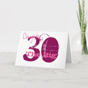 30års födelsedagdotter, burgundy, rosa textvit kort