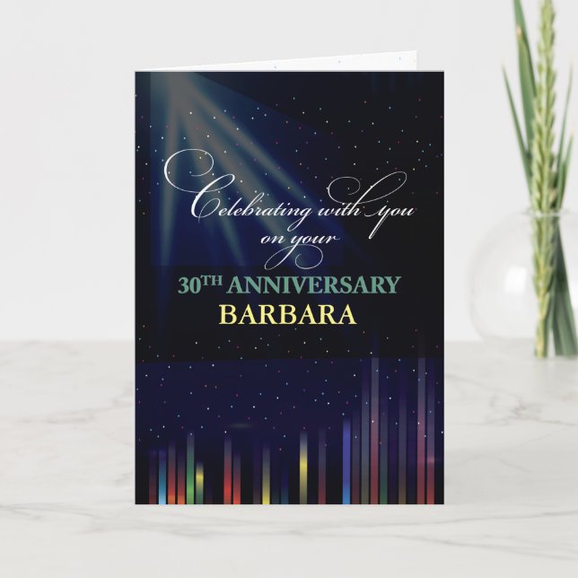 30th Anställdårsdaghimmel, anpassadesvart Kort (Framsida)