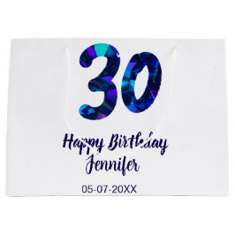 30th birthday add name date year blue sparkle
