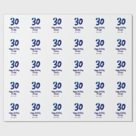 30th birthday add name date year blue sparkle presentpapper