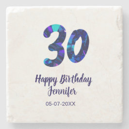 30th birthday add name date year blue sparkle stenunderlägg