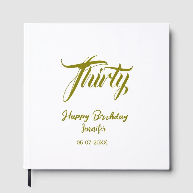 30th birthday add name date year gold template thi gästböcker (Framsida)