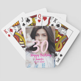 30th birthday add name date year white photo casinokort