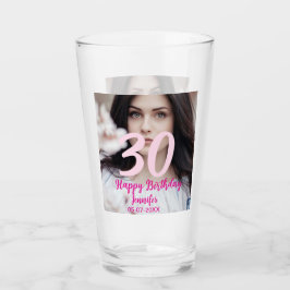 30th birthday add name date year white photo glaskopp