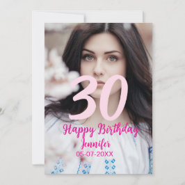 30th birthday add name date year white photo inbjudningar