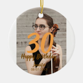 30th birthday add name date year white photo julgransprydnad keramik