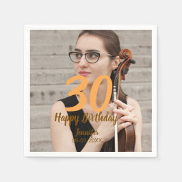 30th birthday add name date year white photo pappersservett