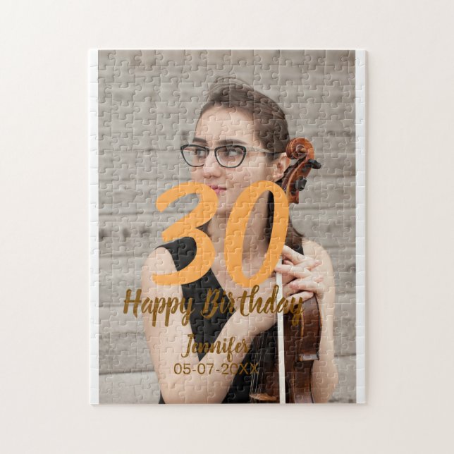 30th birthday add name date year white photo pussel (Vertikal)
