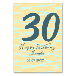 30th birthday add name date year yellow blue paste bordsnummer