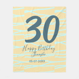 30th birthday add name date year yellow blue paste fleecefilt
