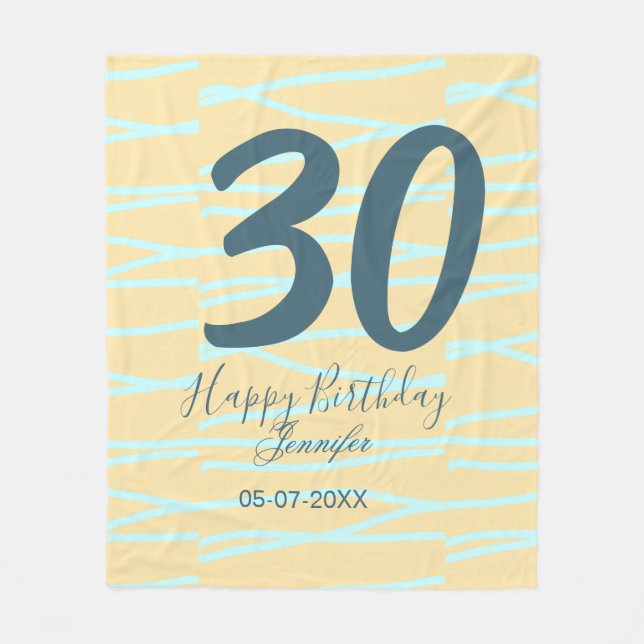 30th birthday add name date year yellow blue paste fleecefilt (Framsidan)