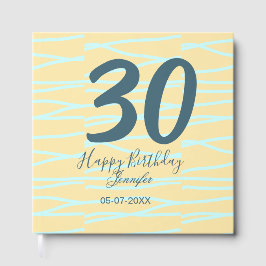 30th birthday add name date year yellow blue paste gästböcker