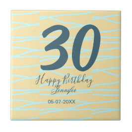 30th birthday add name date year yellow blue paste kakelplatta