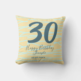 30th birthday add name date year yellow blue paste kudde