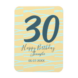 30th birthday add name date year yellow blue paste magnet