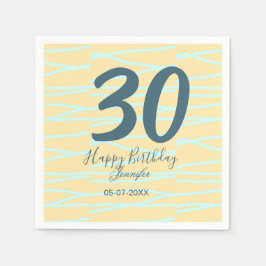 30th birthday add name date year yellow blue paste pappersservett