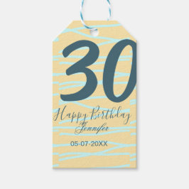 30th birthday add name date year yellow blue paste presentetikett
