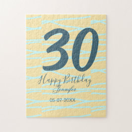 30th birthday add name date year yellow blue paste pussel