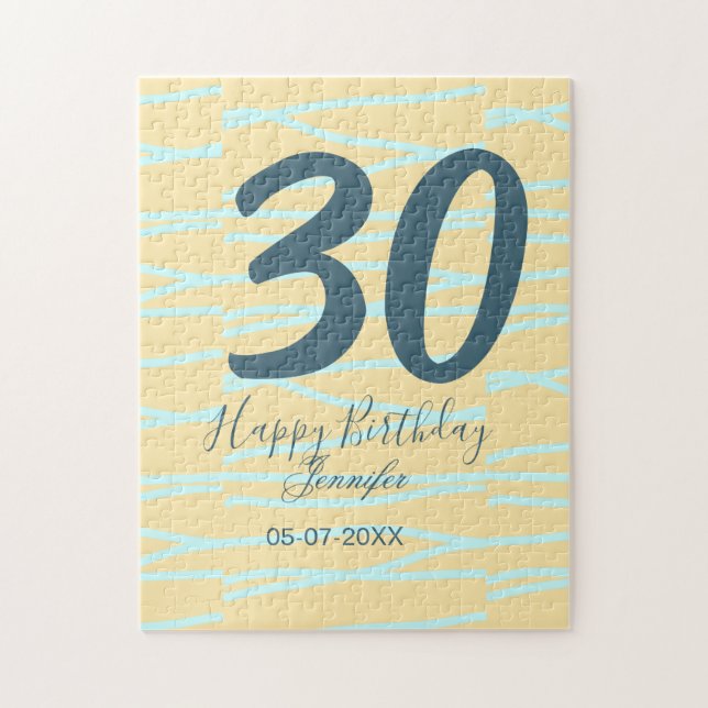 30th birthday add name date year yellow blue paste pussel (Vertikal)
