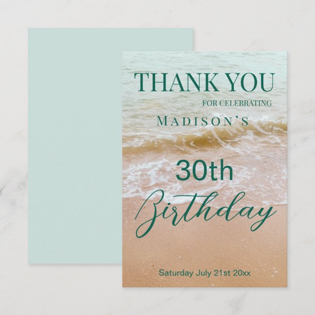 30th Birthday Beach Party  Tack Kort (Fram/baksida)