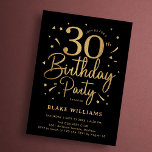 30th Birthday Black Gold Inbjudningar<br><div class="desc">30th birthday party invitation in black and gold. Trendy modern design,  perfect for a stylish men's or women's bday celebration. Features script font and confetti. Customize with your own details. Printed Zazzle invitations or instant download digital printable template.</div>