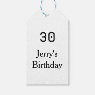 30th birthday bold letter name date simple minimal presentetikett