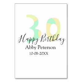 30th birthday bold letter pastel yellow black retr bordsnummer