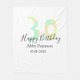 30th birthday bold letter pastel yellow black retr fleecefilt