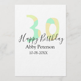 30th birthday bold letter pastel yellow black retr inbjudningar
