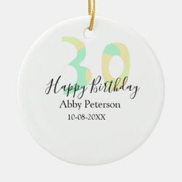 30th birthday bold letter pastel yellow black retr julgransprydnad keramik