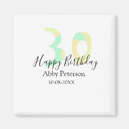 30th birthday bold letter pastel yellow black retr magnet