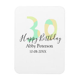 30th birthday bold letter pastel yellow black retr magnet