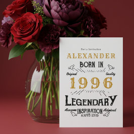 30th Birthday Born 1996 White Gold Retro Vintage Inbjudningar