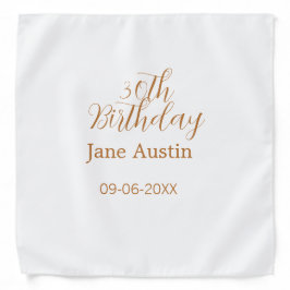 30th birthday copper brown simple stylish name dat bandana