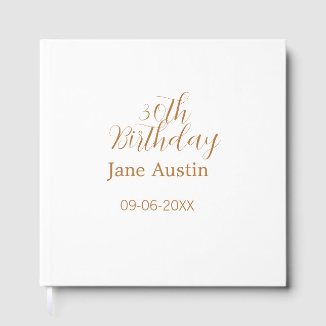 30th birthday copper brown simple stylish name dat gästböcker (Framsida)