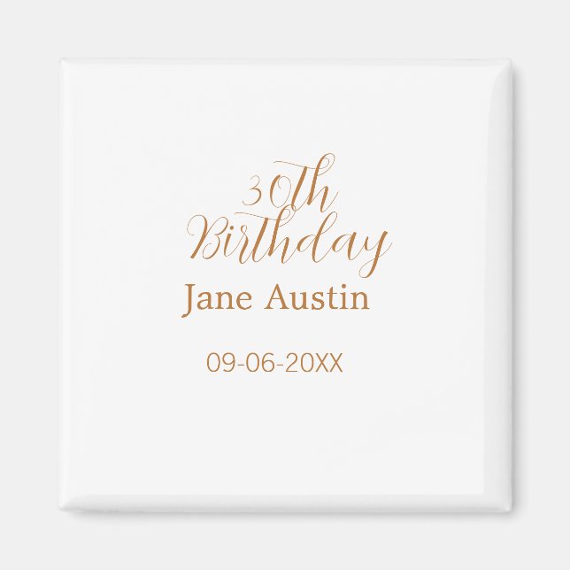 30th birthday copper brown simple stylish name dat magnet (Framsidan)