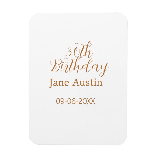 30th birthday copper brown simple stylish name dat magnet (Vertikal)