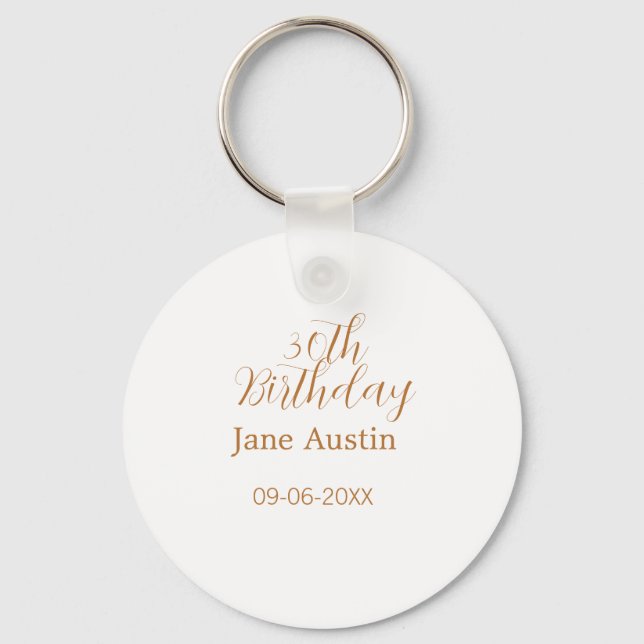 30th birthday copper brown simple stylish name dat nyckelring (Framsida)