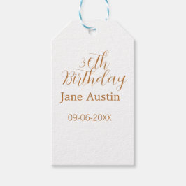 30th birthday copper brown simple stylish name dat presentetikett