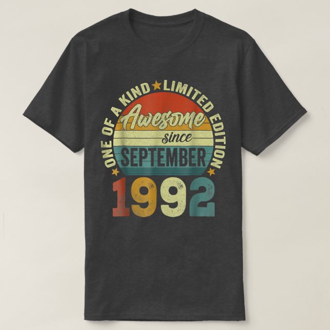 30th Birthday Gift 30 Year Old Awesome Since Septe T Shirt (Design framsida)