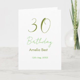 30TH BIRTHDAY GREEN NAME DATE BOLD RETRO PASTEL SI KORT