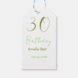 30TH BIRTHDAY GREEN NAME DATE BOLD RETRO PASTEL SI PRESENTETIKETT
