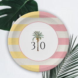 30th Birthday Palm Beach Tropical Pastel Stripe